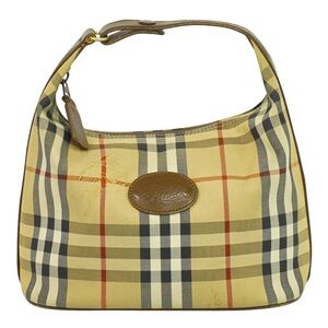 Burberry Beige and Brown Check Shoulder Bag
